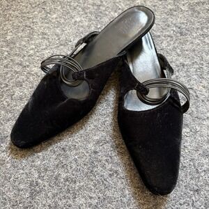 Velvet Kitten Heels Mules Y2K 90s Goth Whimsigoth Party Event Black Sz 8.5
